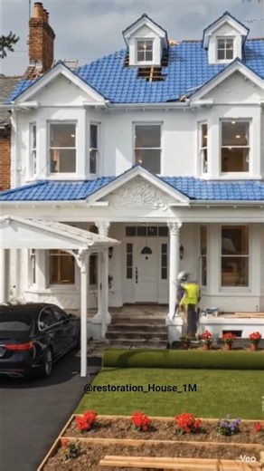 Modern Blue Luxury house 🏠|| #shorts #renovation #trending