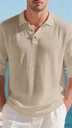 Herren-Poloshirt mit langen Ärmeln, lässiger Business-Stil, locker geschnittenes Design, einfarbige Ausführung, ideal für Frühling und Herbst