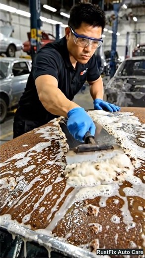 Extreme Blue Rust Dissolver! Melting Rust Off Car Roof 🤯🚗 #Satisfying