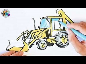 How to draw a Backhoe Loader