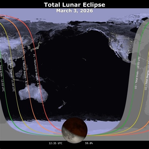 Esteros del Iberá - Parque Mburucuyá - Reserva Santa Catalina on Instagram: "🌙 EN MARZO ECLIPSE DE LUNA.🔭 . Este año tendremos dos eclipses lunares visibles desde Corrientes.🧭 . 🐓El primero será el 3 de marzo del 2026 y no será tan atractivo porque apenas veremos el comienzo de la penumbra del eclipse un momento antes del amanecer. . Y para el segundo habrá que esperar hasta agosto pero ese si será para preparar la silleta y ver a la Luna cambiar de color.😍 . 🗺️Aquí un mapa animado que mue
