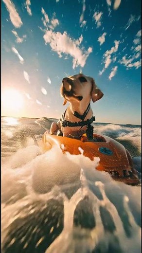 Doggie riding on the Jetski #JetSkiDog #AdventurePup #DogOnJetSki #FunnyAnimals #CoolDog