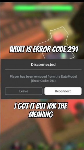 I got Error code 291 what is Error code 291 #roblox #error