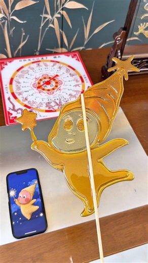 Draw a cute and sweet star-shaped lollipop with a spoon