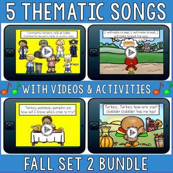 Fall Set 2 Thematic Songs With Writing Activities & More - PreK Kindergarten 1st