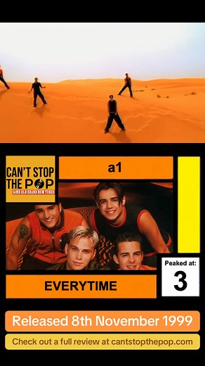 It's 26 years since a1 released 'Everytime' as the third single from their debut album, 'Here We Come'. The track was a double A-side with 'Ready Or Not' and peaked at #3 in the UK. #a1 #everytime #herewecome #readyornot #1999 #90smusic #cantstopthepop #songsyouforgotabout #throwback #90s #nostalgia | Can't Stop The Pop
