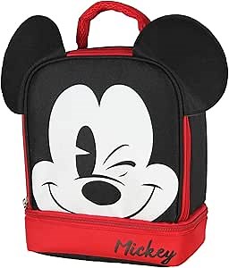 Disney Mickey Mouse Dual Compartment 3D Ears Winking Mickey Insulated Lunch Box