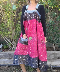 Upcycled Kantha Overalls Dress: Handmade Hippie Denim Maxi - Etsy