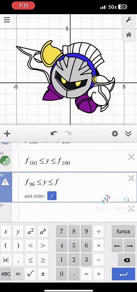 ✦META KNIGHT!!~ #math #desmos #art #fyp #maths #foryou #kirby #nintendo #metaknight #metaknightkirby #