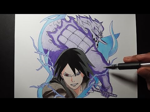 How to draw Sasuke Uchiha step by step - Boruto
