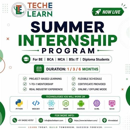Best Summer Internship for Students 🚀 | Python, AI, Web Dev & More 😱