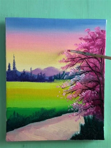 Easy Landscape Painting #howtopaint #painting #acrylicpainting #paintingtutorial #landscapepainting