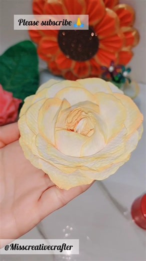 DIY tissue paper yellow rose 🌹💯|relaxing 😌 #art #shortsfeed #artshorts #youtubeshorts