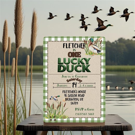 Lucky Duck Birthday Invitation & Mobile Invite | One Editable Instant Digital Download | Hunting Party Printable | 5x7   Digital Template - Etsy