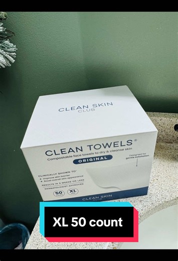 Clean Skin Club Clean Towels® XL (50 Count) Upgrade your skincare routine with dermatologist‑approved, compostable face towels designed for gentle exfoliation and a spotless glow. These eco‑friendly disposable towels are clinically shown to improve skin appearance and boost overall skin health in a week or less. Made from soft, durable, and compostable fibers, Clean Towels® are the hygienic alternative to traditional washcloths—perfect for drying your face, removing makeup, or pairing with your 