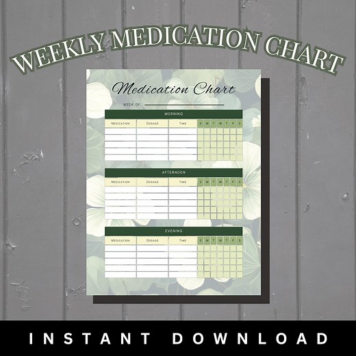 Medication Chart | Printable AM PM Medication Tracker | Editable Log Template | Monthly Weekly Medical Tracker Logbook - Etsy