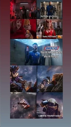 Hey Wanda, Eat a Snickers! 🍫 | Hilarious Marvel Snickers Meme Compilation #marvel #wanda #viral #yt