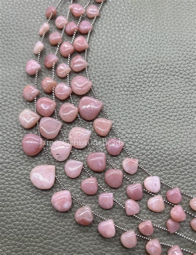 Natural Pink Opal Heart Beads: 8" Strand, Smooth Gemstone Jewelry Making Crafts - Etsy