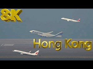 Hong Kong Airport | KLM 747 Push-back | National Air Cargo take-off | Dual Take-off 8K