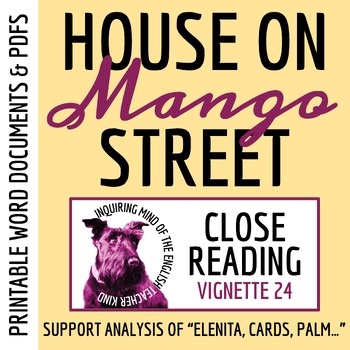 House on Mango Street Literary Analysis Worksheet | Elenita, Cards, Palm, Water