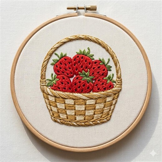 Strawberries in Basket Embroidery Design, Strawberry Hand Embroidery Pattern, Basket Fruits Embroidery Design PDF Download - Etsy