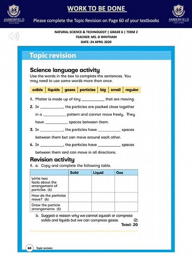 Lesson 5 - Natural Science and Technology Grade 6 (Online)(Submitted via WhatsApp) | 24 April 2020