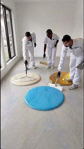 Blue & Gold Marble Epoxy Floor That Looks Unreal! 😍 #satisfying #epoxyfloor