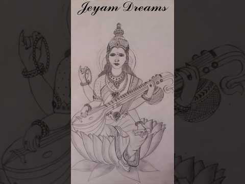 How to Draw Saraswathi Devi Simple Step-by-Step Pencil Sketch | எளிய சரஸ்வதி தேவி பென்சில் ஸ்கெட்ச்