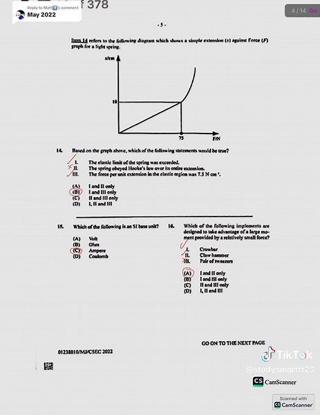 CSEC Physics June 2022 Paper 1 Full Solutions