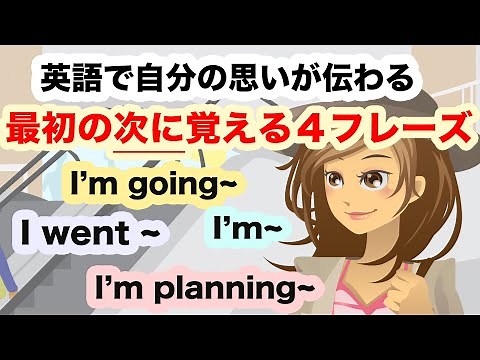 【英語で自分の思いが伝わる！】初心者が最初の次に覚える４フレース【I'm going to~, I went, I'm planning , I'm~ 】スピーキング力向上声出しリピート練習