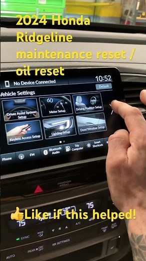 2024 Honda Ridgeline maintenance reset / oil reset