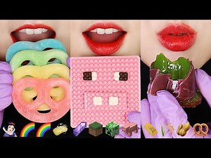 10MINUTES EMOJI EATING ASMR FOR SLEEP, WAX CANDY HONEY JELLY, MINECRAFT FOOD ASMR 🐷