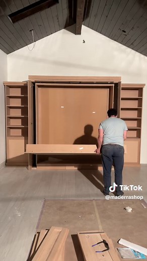 The rotating murphy wall bed by Maderra. #rotatingmurphybed #revolvingbed #muprhybed #maderrashop