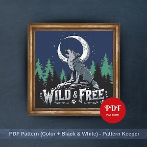 Wolf Cross Stitch Pattern, Wild and Free Embroidery Design, Needlepoint Chart, Easy Cross Stitch PDF Pattern, Instant Download, DIY - Etsy Australia