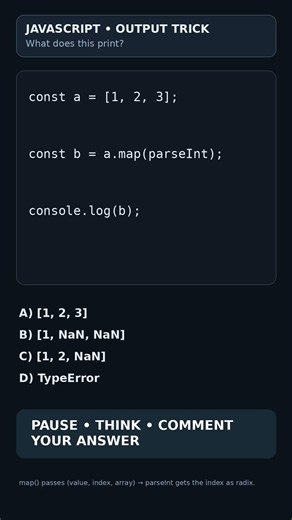 JavaScript map() + parseInt: What Does It Print? #JavaScript #Programming #Shorts