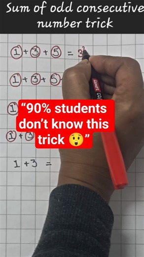 Fastest Trick for odd Consecutive first to n natural Numbers Sum#shorts#youtube #youtubeshorts