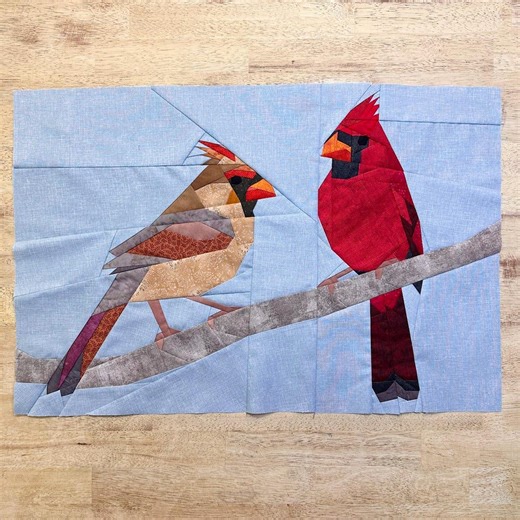 A Pair of Cardinals Fpp--bird Quilt--paper Piecing Quilt Block Pattern - Etsy