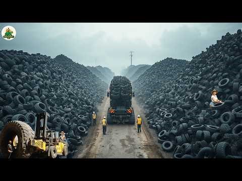 Amazing! Recycling Factory in America Seeing the Process of Crushing 300 Million Old Tires