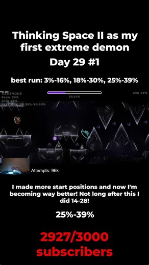 Thinking Space 2 as my FIRST extreme day 29 #1 (25%-39%) #geometrydash #gd #ascent #thinkingspace2