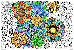 Stuff2Color Giant Coloring Poster Mandala Madness for Kids and Adults - Great for Family Time, Girls, Boys, Arts and Crafts, Adults, Care Facilities, Schools and Group Activities (1 Pack)