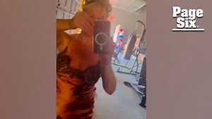 Britney Spears works out with Sam Asghari in lacy dress and 'heels on the treadmill'
