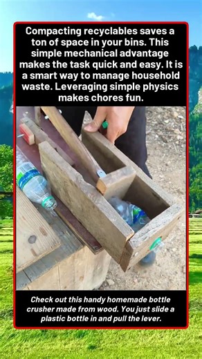 Efficient Homemade Wooden Tool For Crushing Plastic Bottles