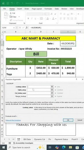 Create automatic invoices in Excel using VLOOKUP + FILTER #productivityhacks #excel