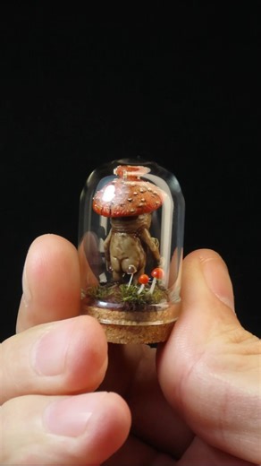 Odd Little Workshop on Instagram: "Sporeling 🍄 . . . #tinythings #minithings #miniature #minimaker #polymerclay #diorama #polymerclayart #mushroom #mushroomart #fungi"