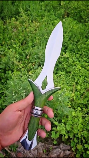 Elven Dagger: Hand-Forged Stainless Steel Knife with Celtic Leather Sheath #elven #elvencrown #short