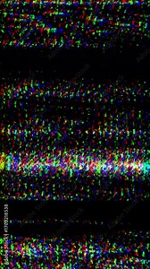 Vertical format digital distortion glitch video transition with VHS static noise and RGB split effect