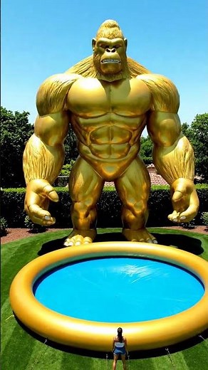 ROYAL SUMMER VIBES WITH THIS GIANT GOLDEN CROWN! 👑💦 #backyardfun