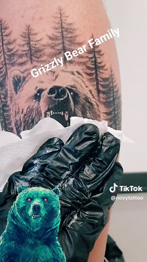 Grizzly Bear Family Tattoo Ideas for Men