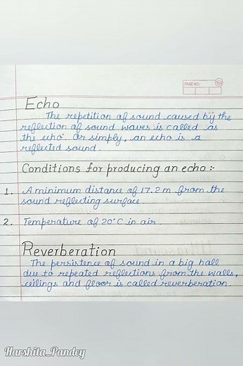 Class 9 | (Sound Physics ) Handwritten Notes | Harshita_Pandey #soundclass9 #notesclass9 Best notes
