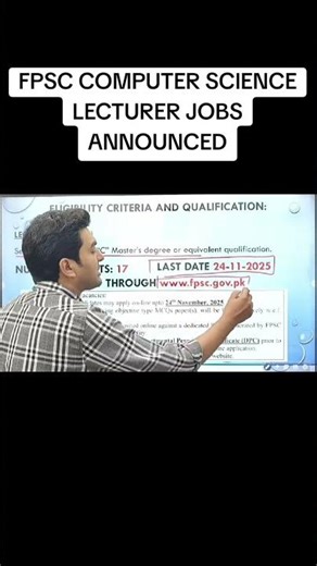 Computer Science Lecturer Jobs 2025 | FPSC BS-17 Jobs | Syllabus, Age Limit & Qualification Details
